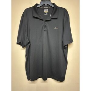 Greg Norman Shark Logo Polo Shirt Mens XL Black Play Dry Golf Performance